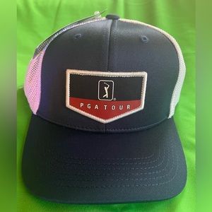 ((SOLD OUT ))PGA Tour Americana Trucker Style Golf Hat, White, Polyester